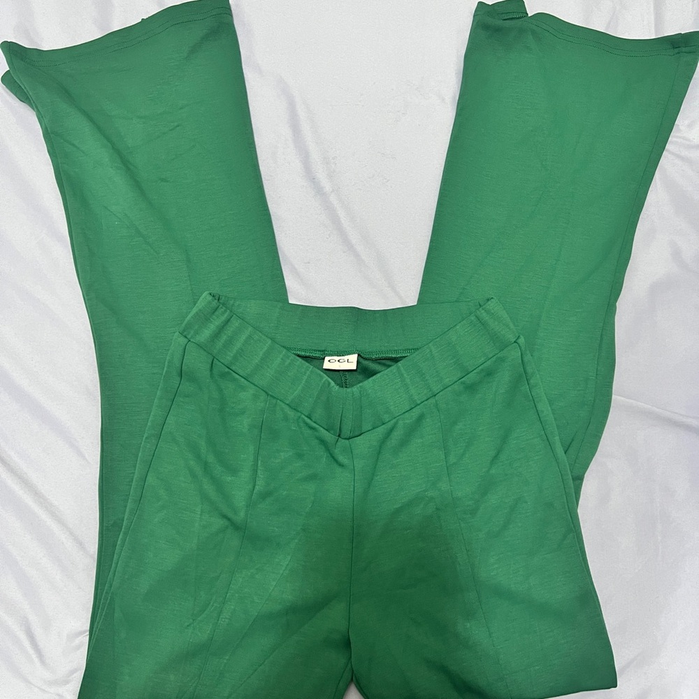 OGL green pants with front leg slit